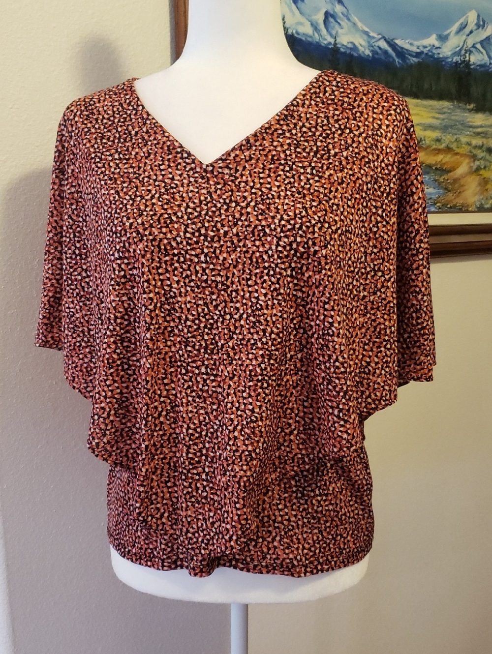 Women's Size Small Sheer Flowy Poncho Blouse